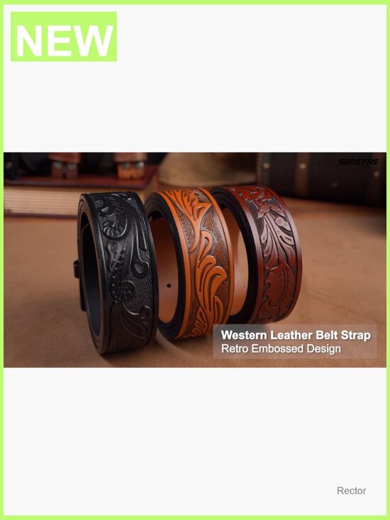 Pack of 3 Western Belts Without Buckle Leather Straps for Jeans Men Women main image 6